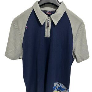 Vintage Bugle Boy Polo Shirt Men Size XL Blue Short Sleeve Preppy